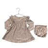 Quincy Mae Tan Flower Print Dress & Bloomers - Size 18-24 Mo