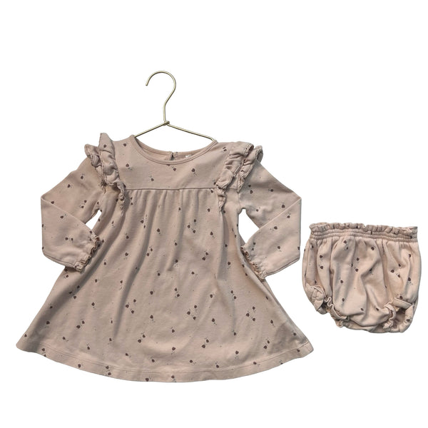 Quincy Mae Tan Flower Print Dress & Bloomers - Size 18-24 Mo