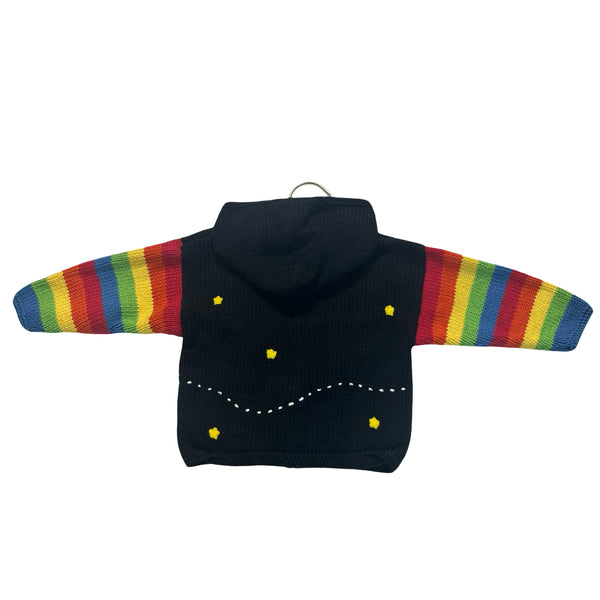 Art Walk Black & Rainbow Rocket Zip-Up Hooded Cardigan Sweater - 12 Mo Estimated