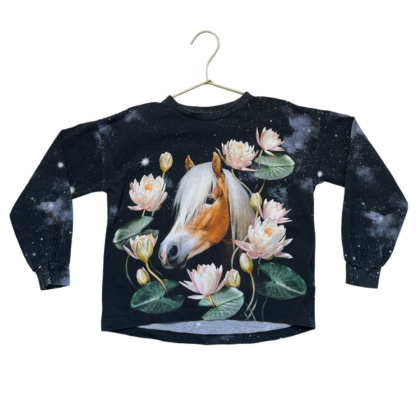 Molo Black Galaxy, Flower & Horse Graphic Top - Size 8