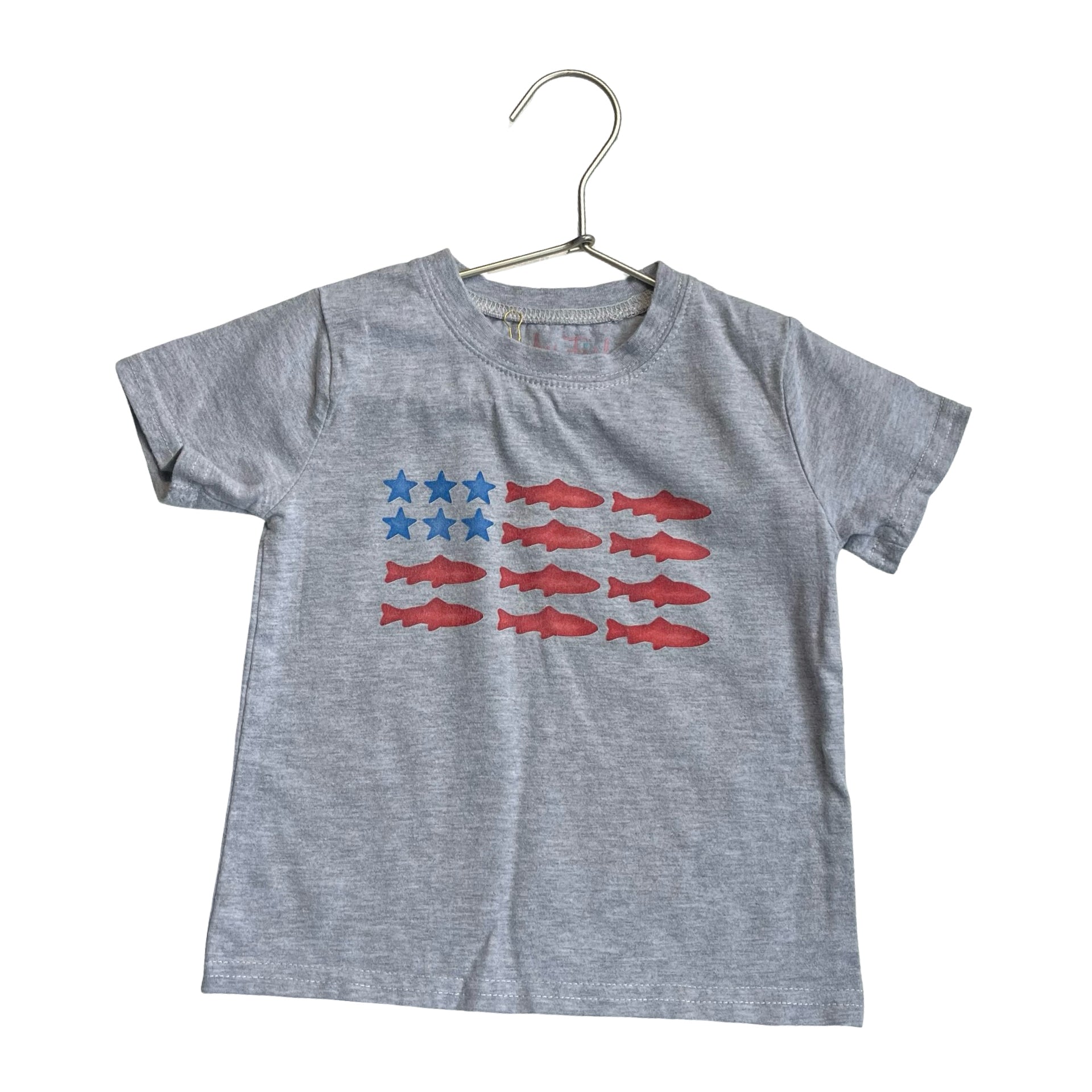 Stitchy Fish Gray Fish Flag T-Shirt - Size 2T