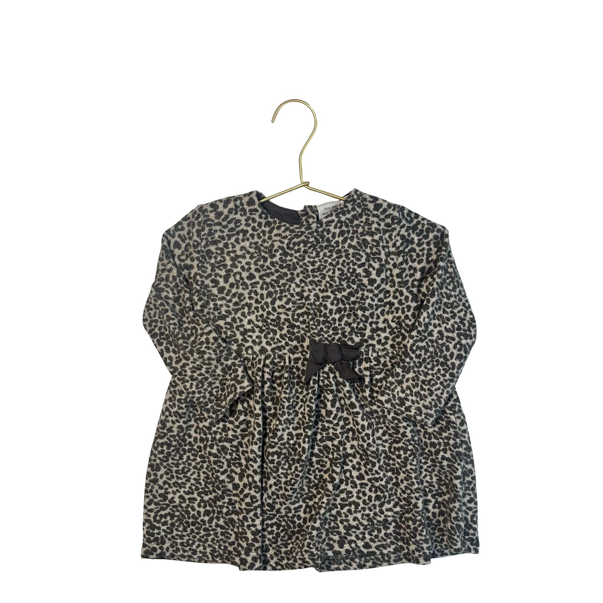 Zara Brown & Black Leopard Print Long Sleeve Sweater Dress - Size 18-24 Mo