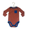 Baby Boden Orange Striped Ribbed Onesie Bodysuit - Size 18-24 Mo