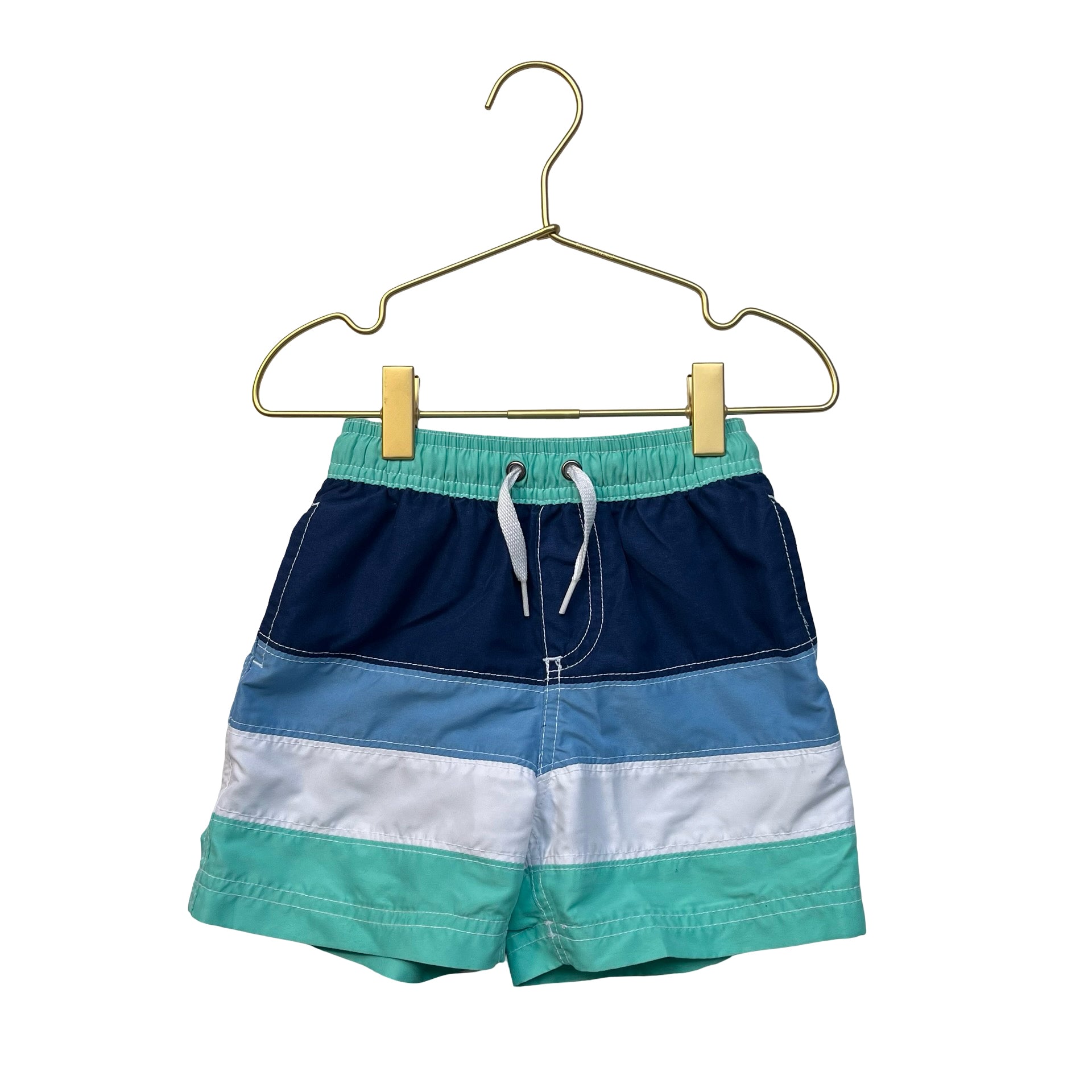 Hanna Andersson Blue, Navy, Teal, White Striped Swim Shorts - Size 3T