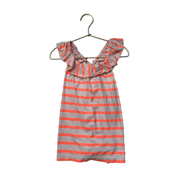 Crewcuts Neon Coral Striped Top - Size 6-7