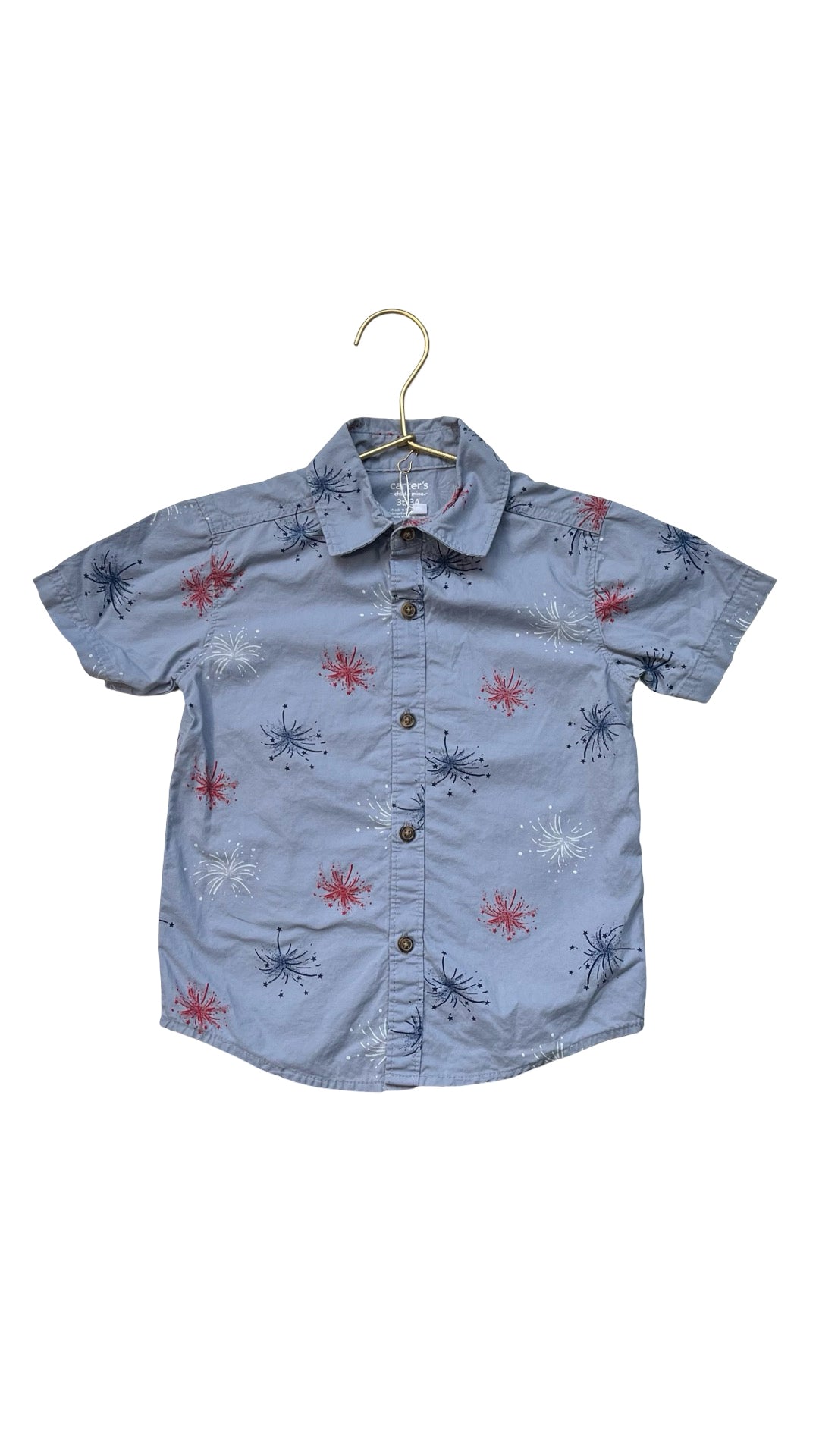 Carter's Blue Fireworks Print Button Down Shirt - Size 3T