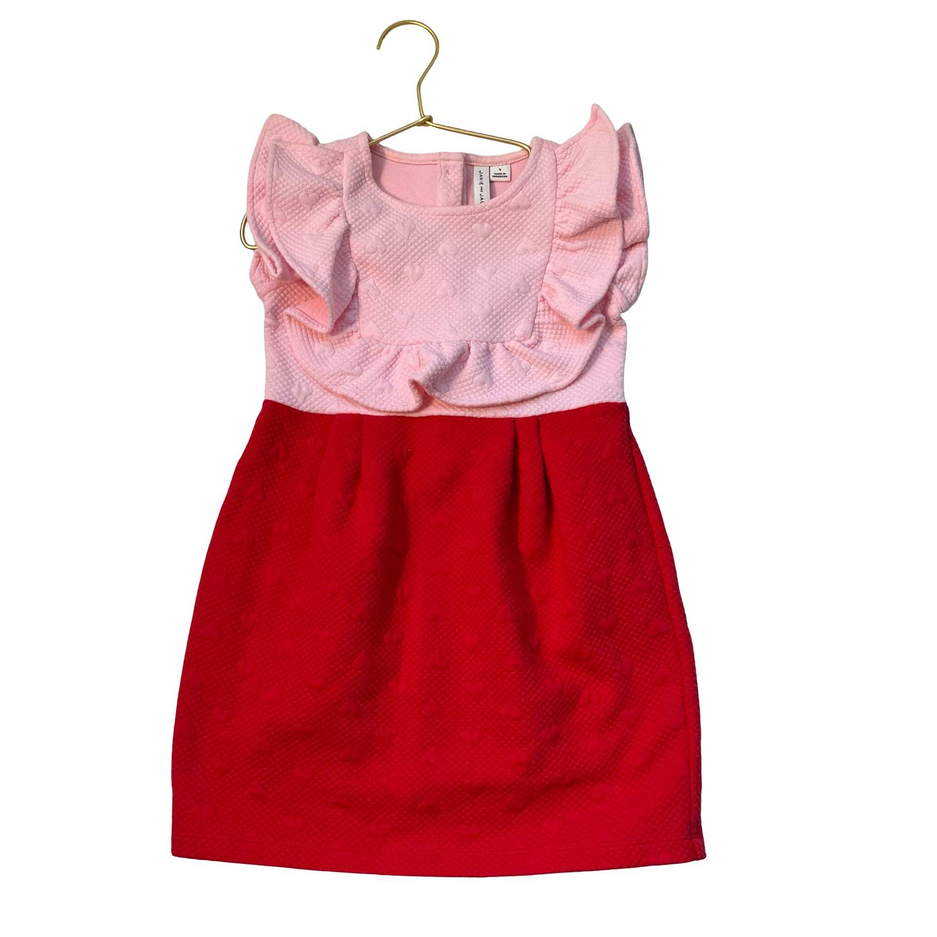 Janie and Jack Quilted Heart Pink & Red Dress - Size 5