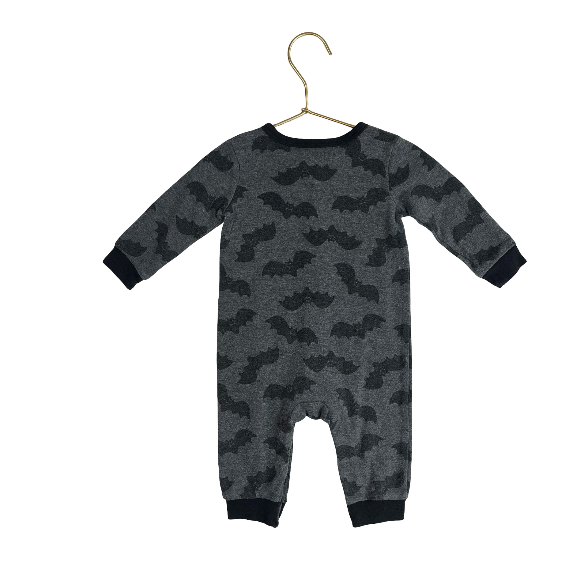 Celebrate Gray & Black Halloween Bat One Piece - Size 6/9 Months
