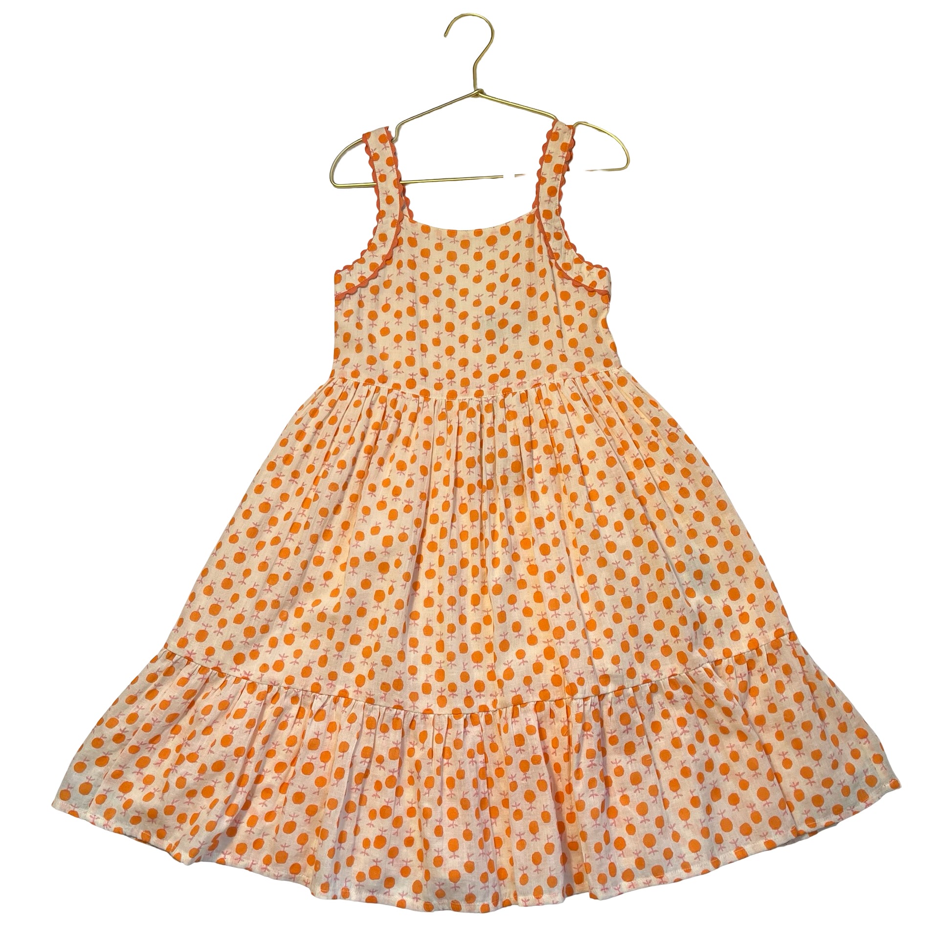 Emile et Ida Ivory & Orange Fruit Print Dress - Size 6A