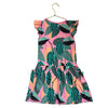 Tea Collection Pink, Green, Black Leaf Print Dress - Size 6