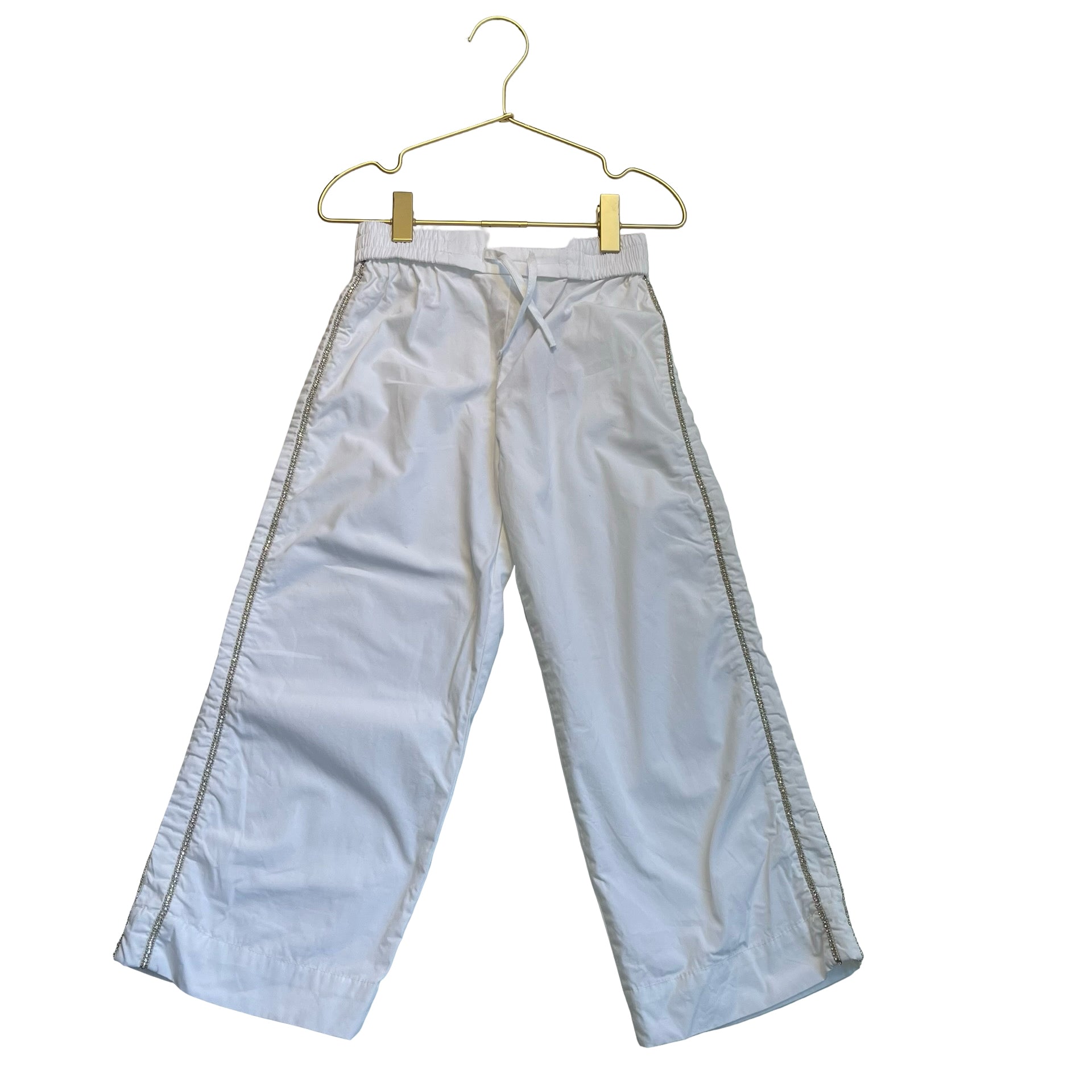 Zara White Beaded & Rhinestone Striped Pants - Size 6
