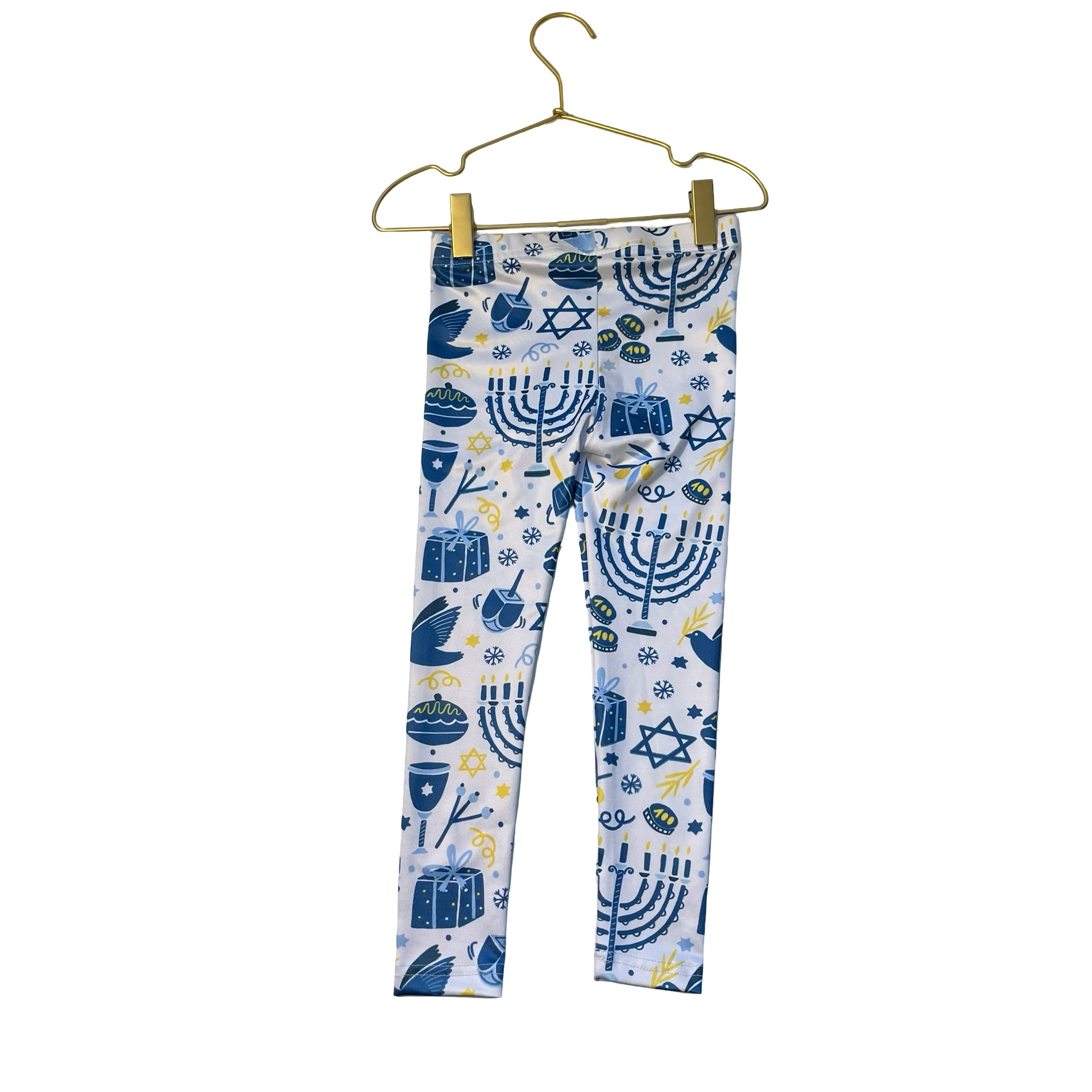 Urban Smalls White, Blue, Yellow Hanukkah Print Leggings - Size 3T