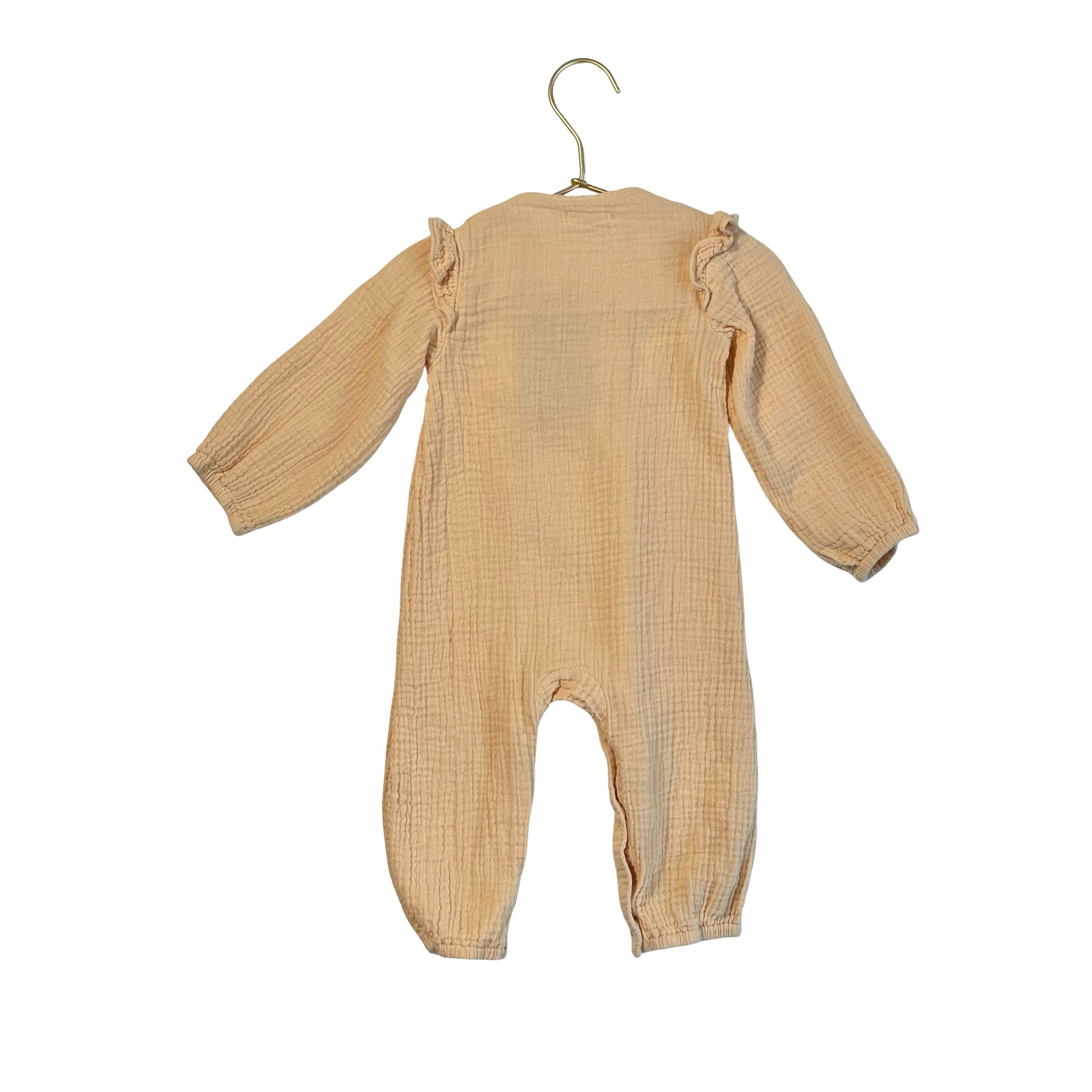 Peek Peach & Pink Diamond Crinkle Gauze One Piece - Size 12-18 Months