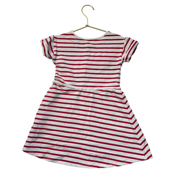 Baby Gap x Disney Red & Ivory Striped Minnie Mouse Applique Dress - Size 4