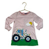 Baby Boden Pink Striped Farm Animal & Tractor Applique Dress - Size 12-18 Mo