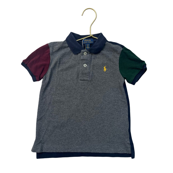Polo Ralph Lauren Gray, Navy, Burgundy, Green Colorblock Polo - Size 3