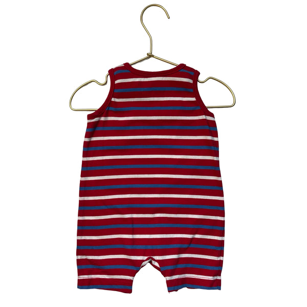 Hanna Andersson Red, White, Blue Striped Romper - Size 6-12 Mo