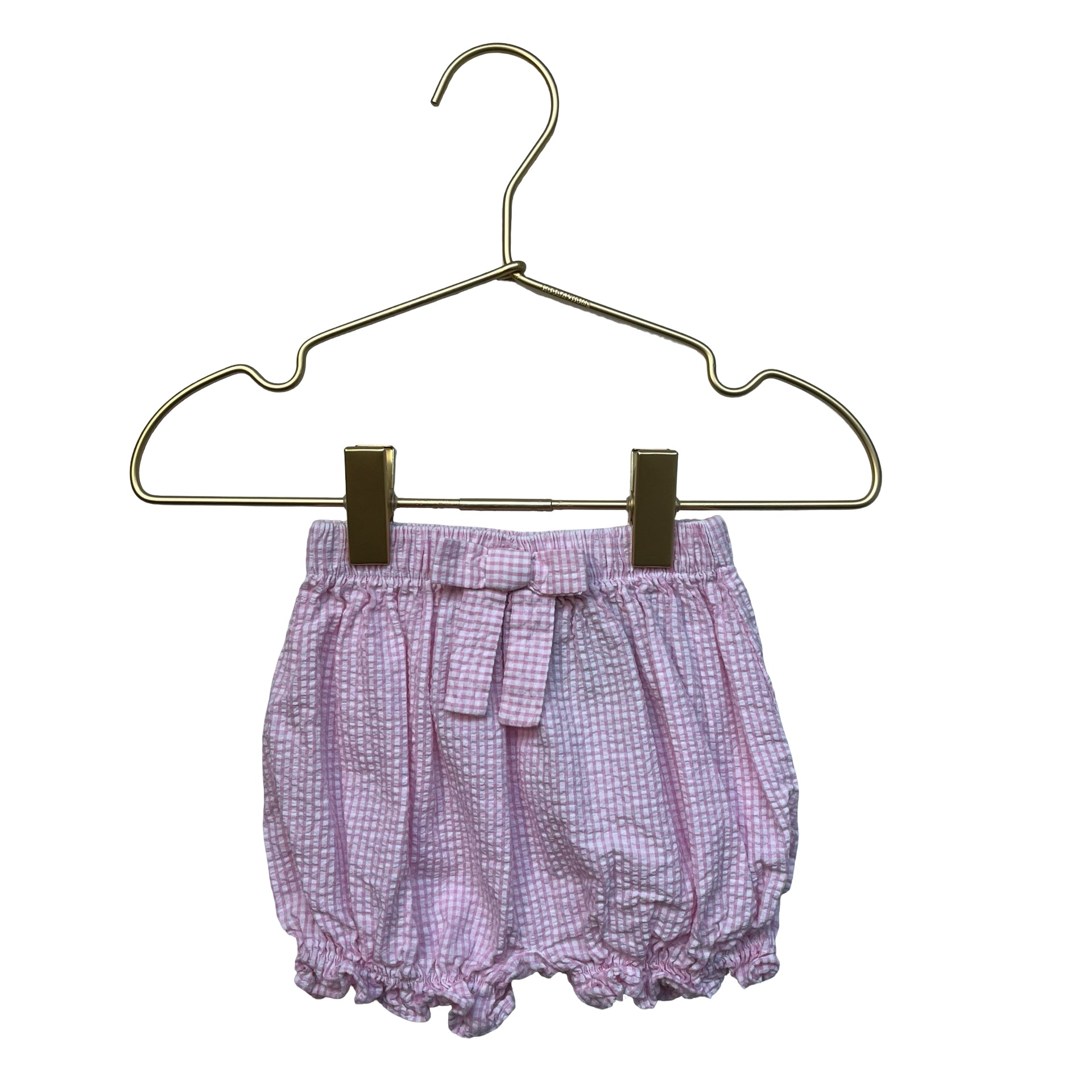 Little English Pink & White Check Seersucker Bubble Shorts - Size 9 Mo
