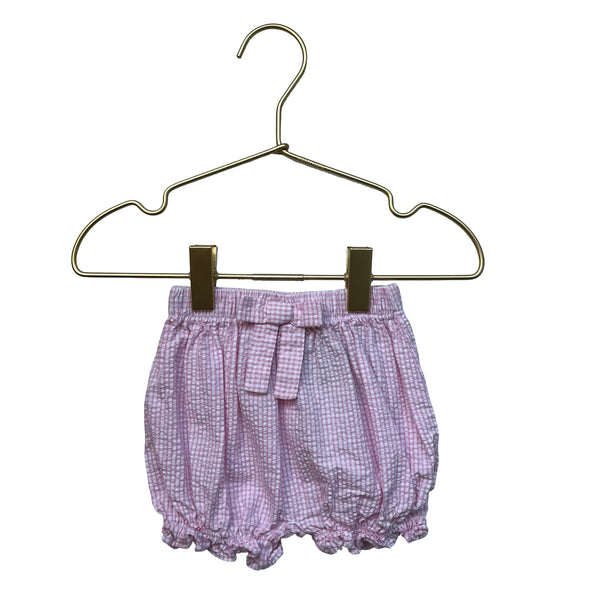Little English Pink & White Check Seersucker Bubble Shorts - Size 9 Mo