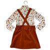 Max Studio Orange Corduroy Overall Dress & Pumpkin Print Top Set - Size 5