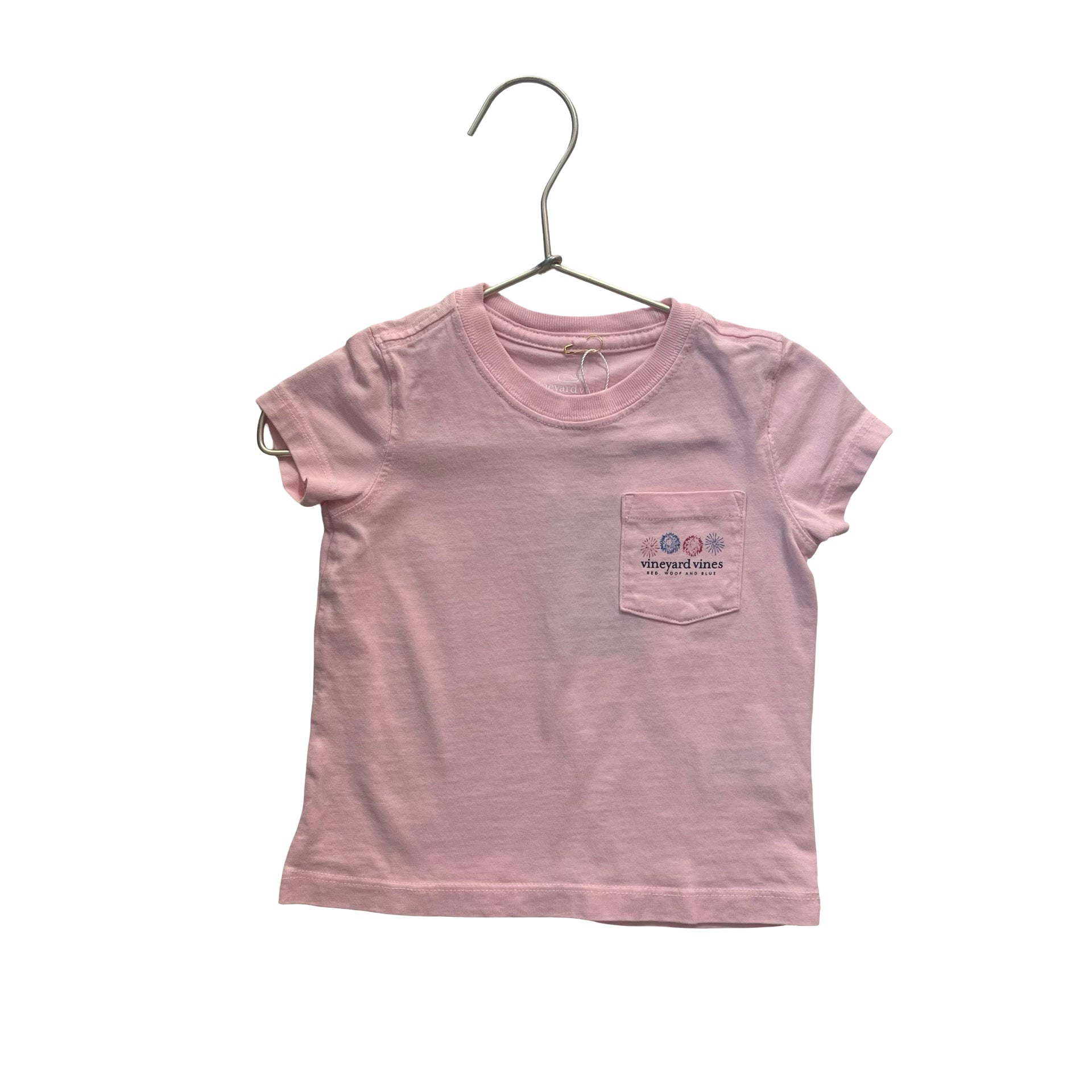 Vineyard Vines Pink Dog & Fireworks 'Red, Woof & Blue' Graphic T-Shirt - Size 2T