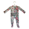 Posh Peanut Sage Green Floral Ruffle Footed One-Piece - Size 0-3 Mo