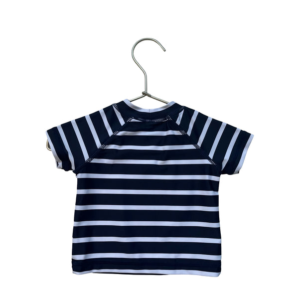 Janie and Jack Navy & White Stripe Rash Guard - Size 0-3 Months