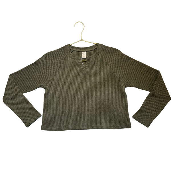 Treasure & Bond Olive Green Waffle Shirt - Size L 10-12