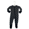 Little Sleepies Black & Gray Check One-Piece PJs - Size 3-6 Mo