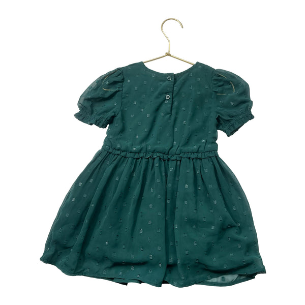 Baby Gap Green Metallic Dot Chiffon Dress - Size 3