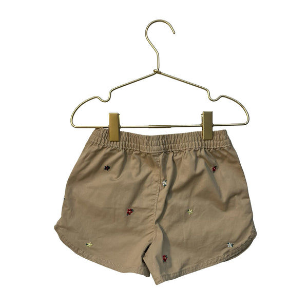 Baby Gap Khaki Embroidered Flower Shorts - Size 3