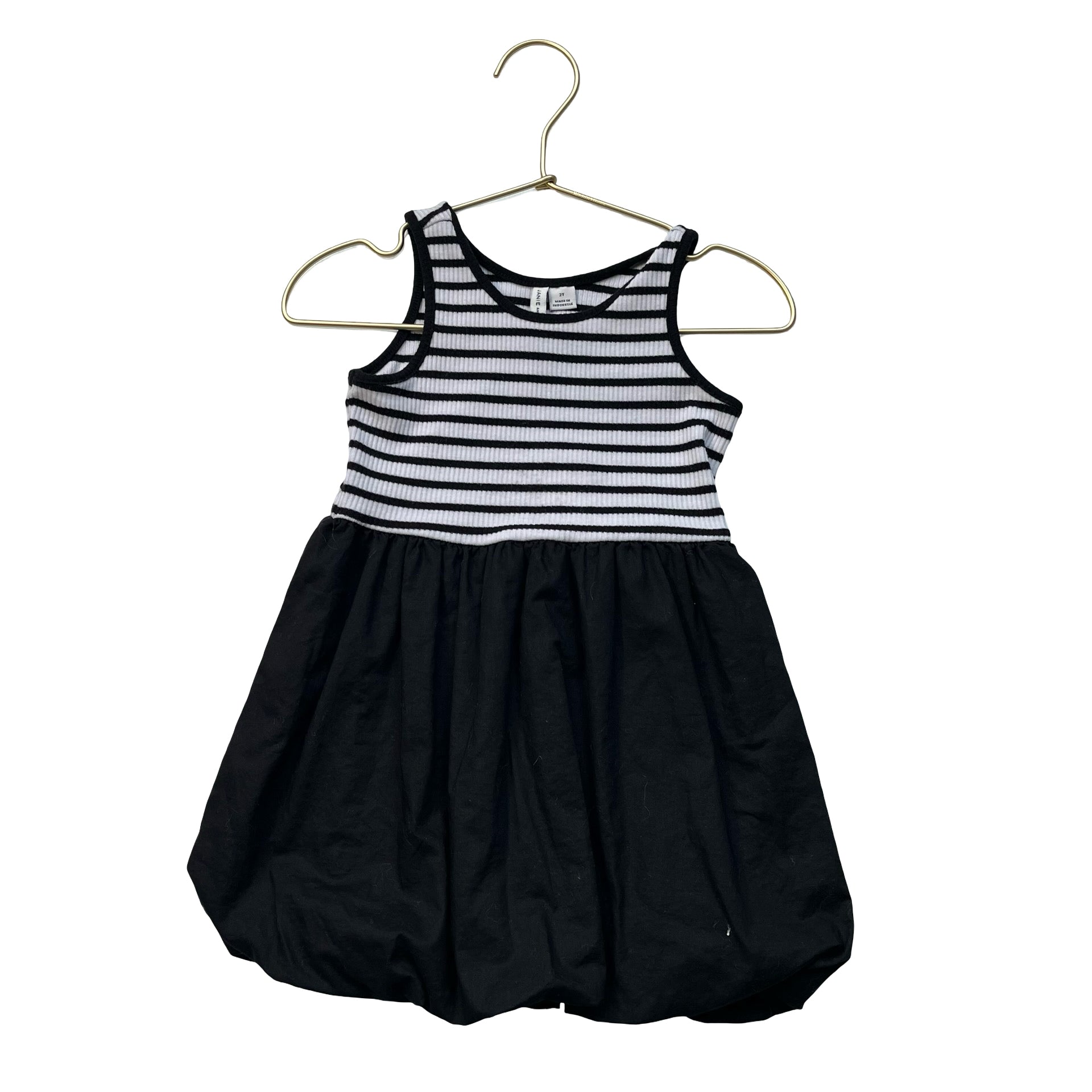 Janie and Jack Black & White Striped Bubble Hem Dress - Size 2T