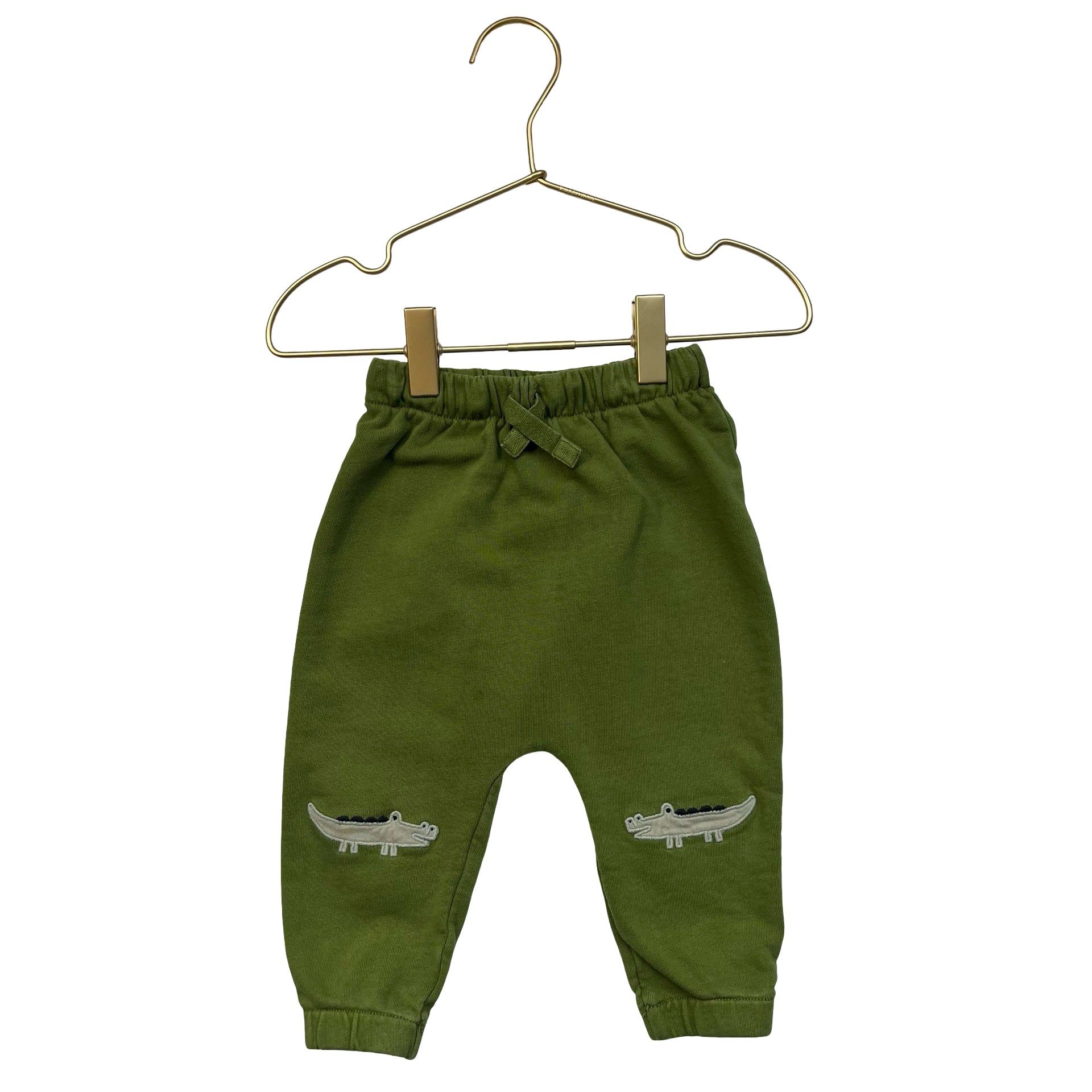 Hanna Andersson Green Crocodile Patch Joggers - Size 6-12 Mo