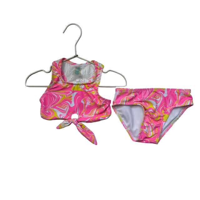 Coral & Reef Hot Pink, Yellow, White Swirl Bikini Bathing Suit - Size 4