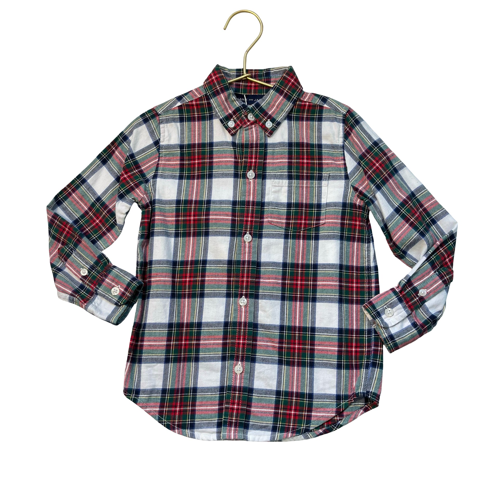 Janie and Jack Tartan Plaid Button Down Shirt - Size 3