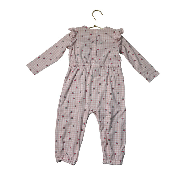 Tucker & Tate Pink & Ivory Floral Check One Piece - Size 18 Months