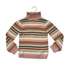 Misha & Puff Ivory, Pink, Green, Orange Pattern Cotton Turtleneck Sweater - 4Y