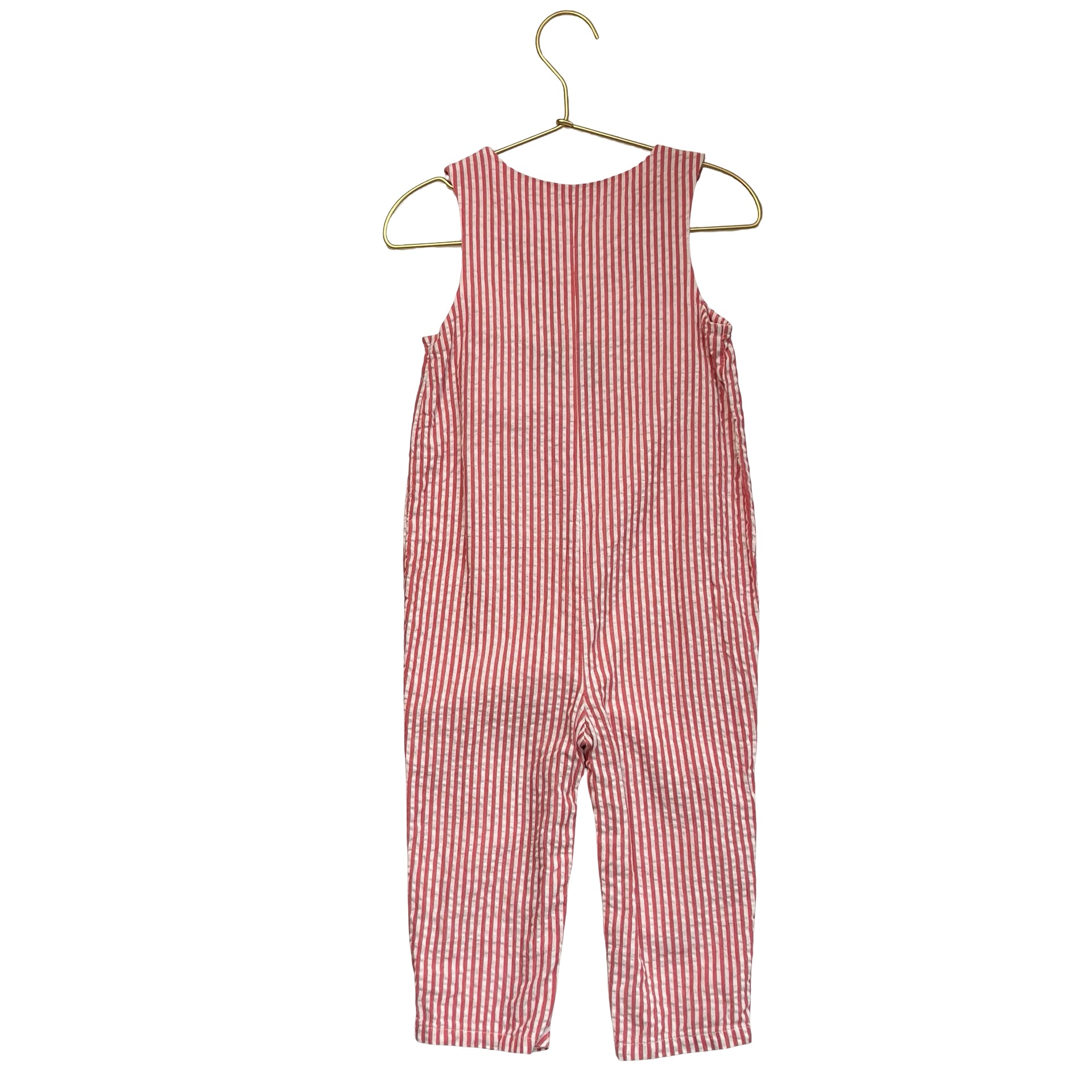 Baby Boden Red Striped Seersucker Smocked Bunny Overalls - Size 18-24 Mo