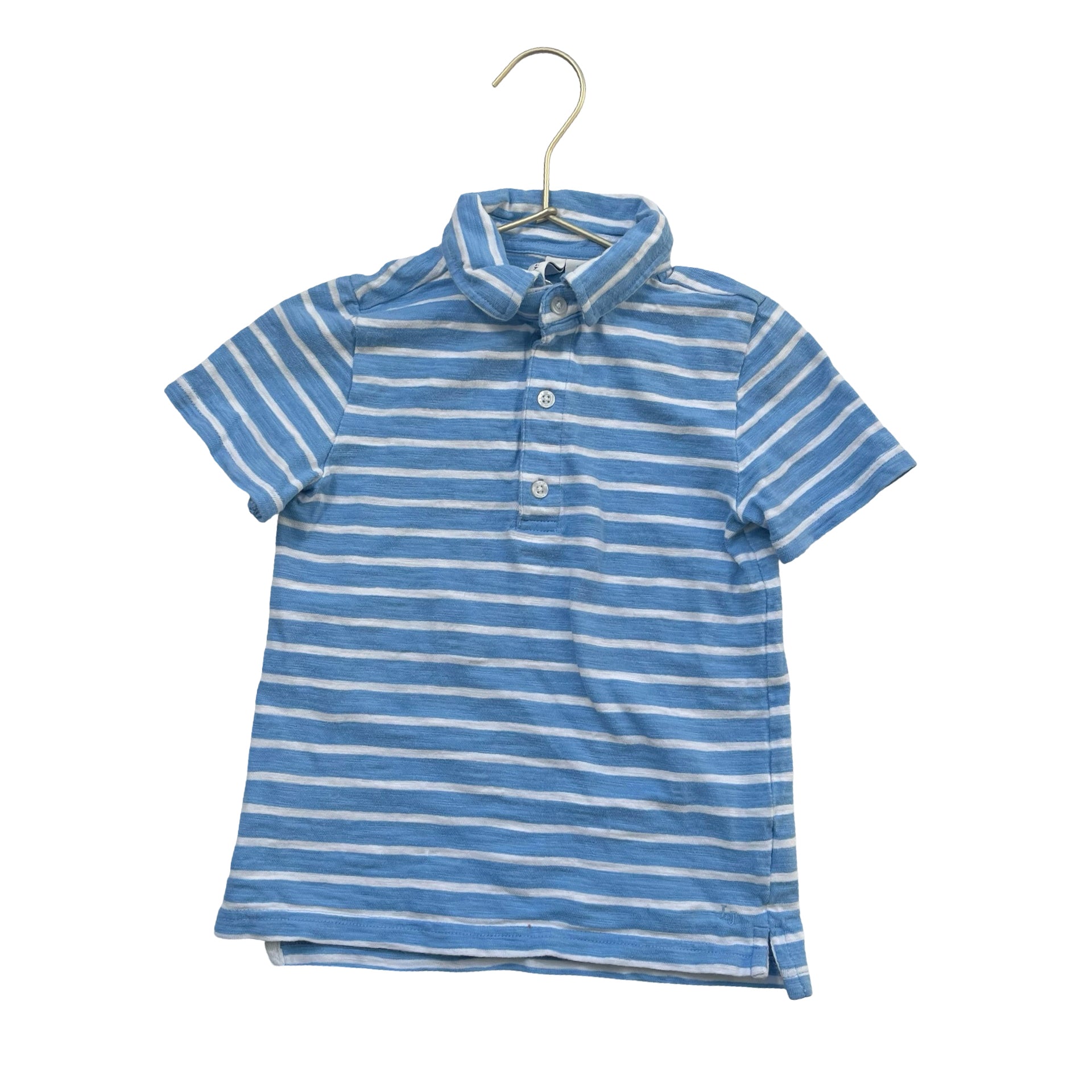 Janie and Jack Light Blue & White Striped Polo Shirt - Size 5