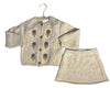 Zara Tan Flower Cardigan Sweater (Size 3) and Knit Skirt Set - Size 2-3