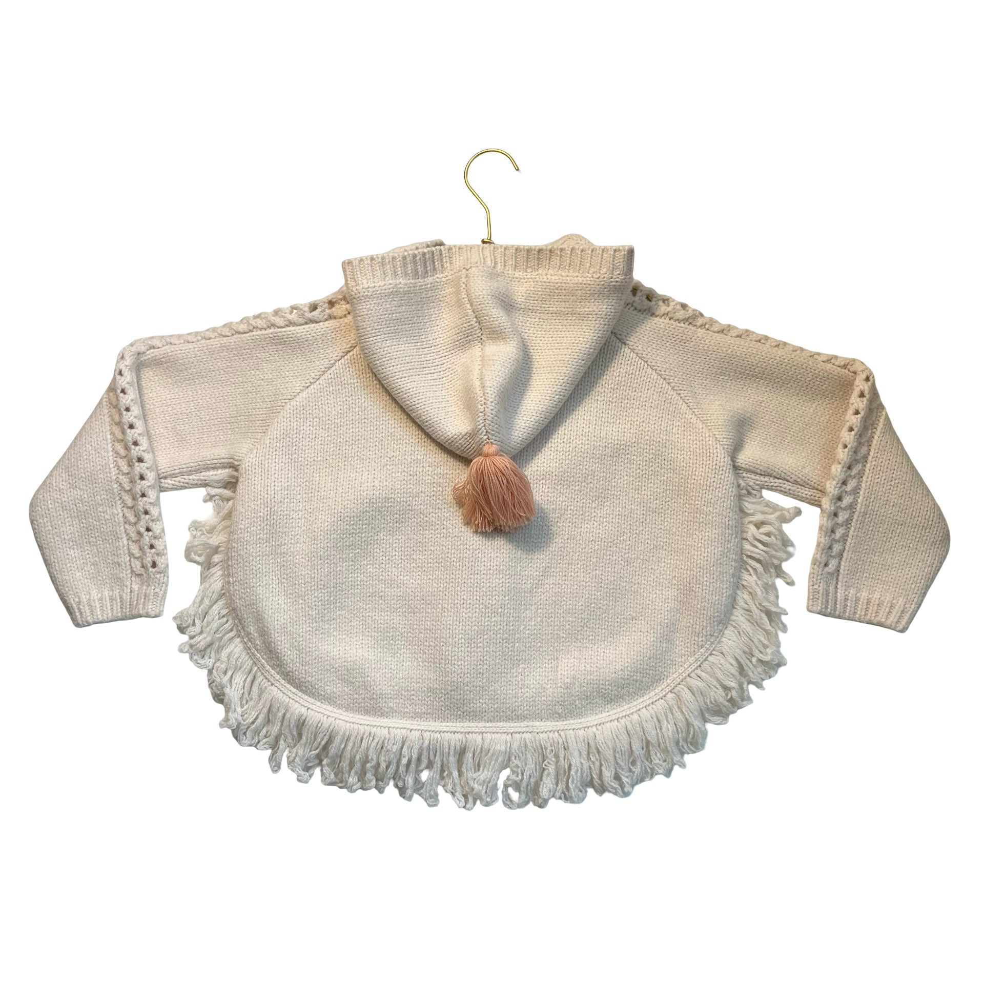 Louise Misha Ivory Embroidered Hooded Poncho Cardigan Sweater - Size 6Y