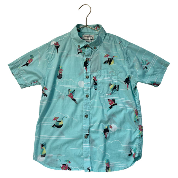 Billabong Teal Tropical Print Button Down Shirt - Size S 8