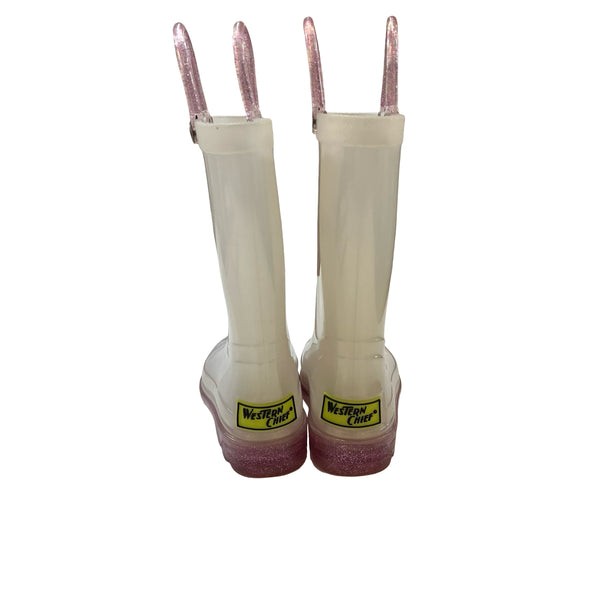 Western Chief Pearl & Lavender Sparkle Light-Up Rain Boots - Size 7
