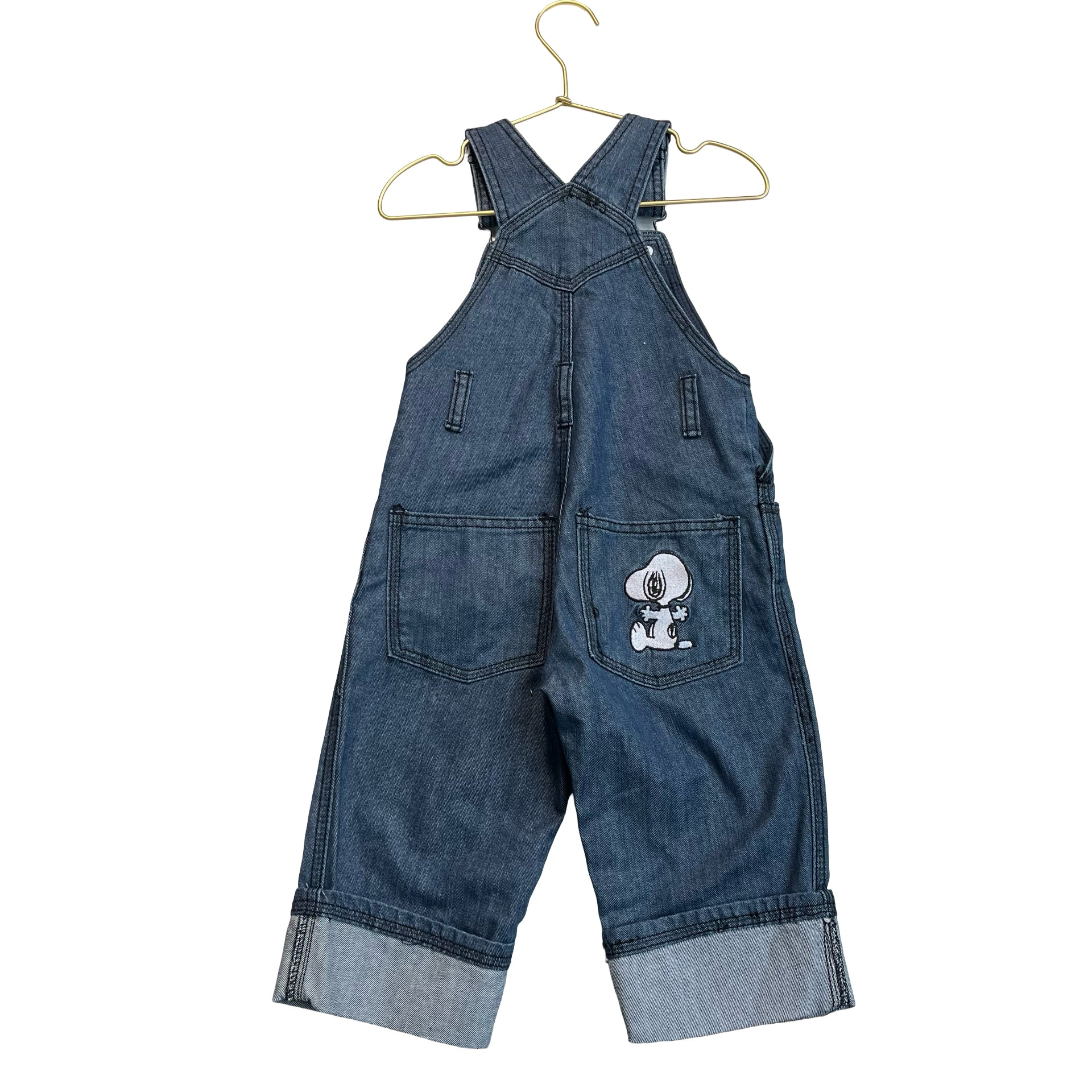 H&M Denim Embroidered Snoopy Overalls - Size 12-18 Mo