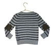 Crewcuts Gray & Navy Striped Elbow Patch Sweater - Size XXS 2-3