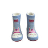 Joules Faux Fur Lined Light Blue Striped Bunny Rain Boots - Size US 8
