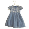 Monsoon Blue & Ivory Embroidered Floral Tulle Dress - Size 3-6 Months
