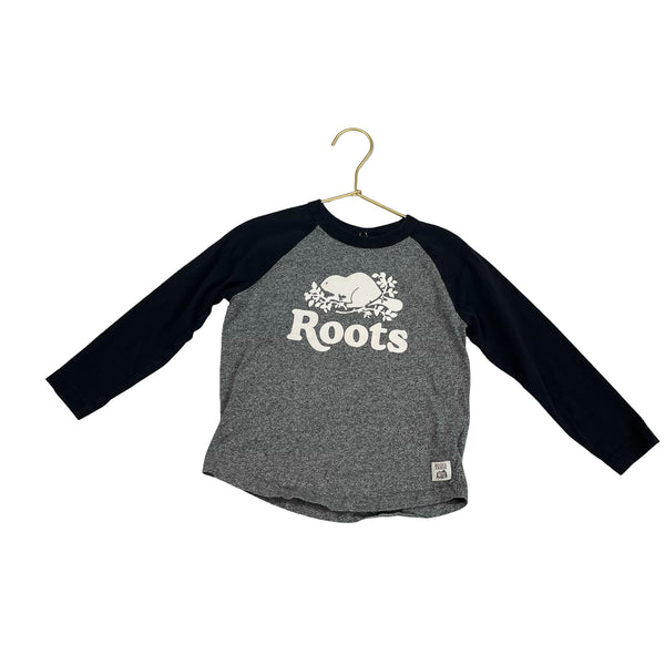 Roots Gray & Black Raglan Logo Shirt - Size 4T