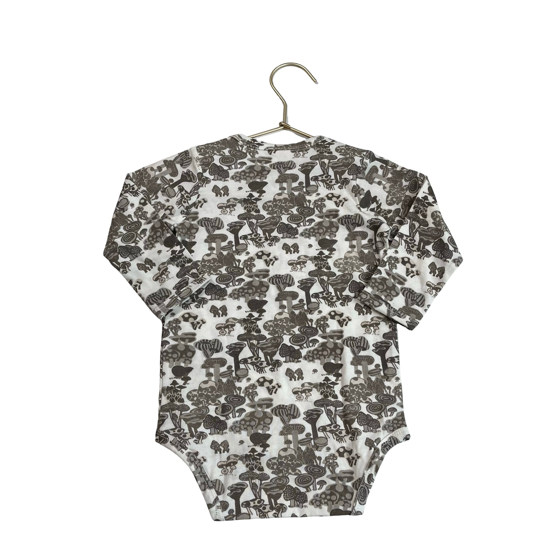 Kate Quinn Ivory & Brown Mushroom Print Onesie Bodysuit - Size 12-18 Mo