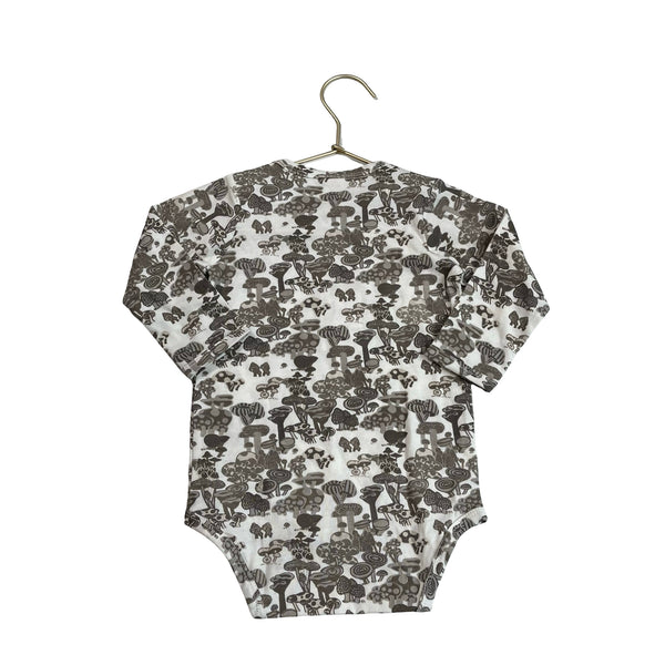 Kate Quinn Ivory & Brown Mushroom Print Onesie Bodysuit - Size 12-18 Mo
